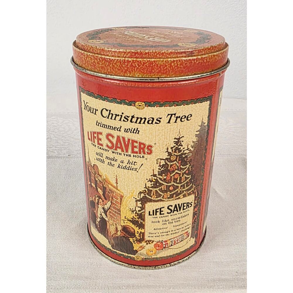 1988 Limited Edition Life Savers Holiday Keepsake Tin 3 1/2" Round 5 1/2" Tall
